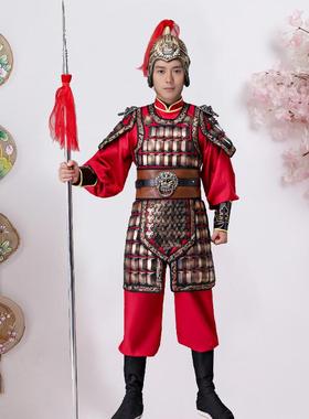 高档古装盔甲古代军士兵小兵男服小将服将士装服装舞台演出将服装
