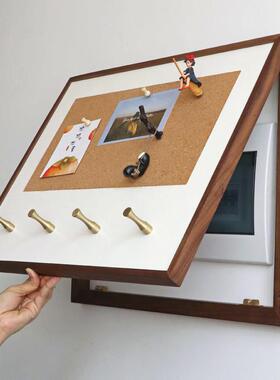 电表箱装饰画配电箱遮挡玄关电闸壁挂实木衣帽架黄铜挂钩软木定制