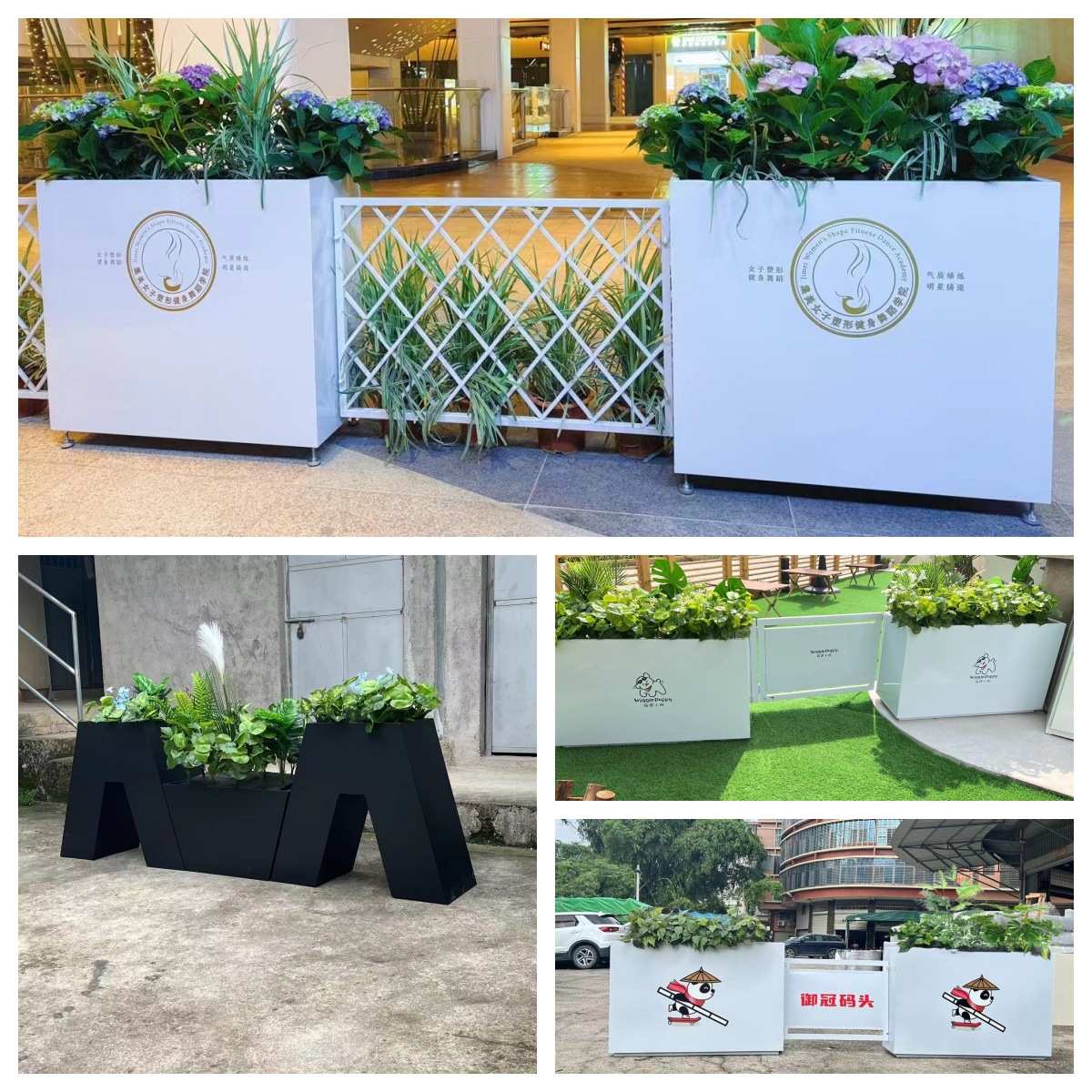 户外花箱组合灯箱太阳能灯光花槽餐厅奶茶店外摆隔断室外花坛护栏