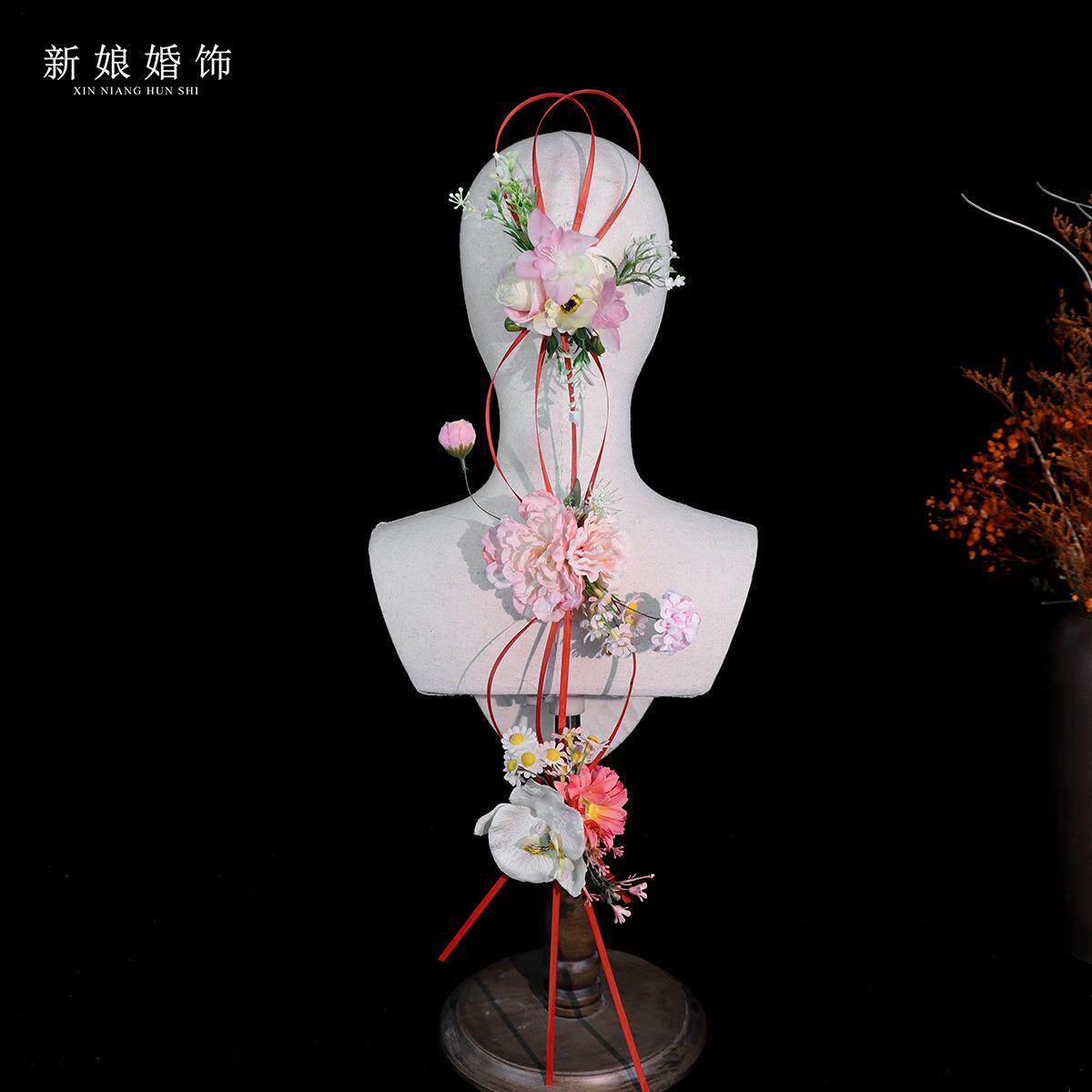 新款手工新娘头饰 复古订婚花朵减龄礼服配饰 晨袍敬酒服造型发饰