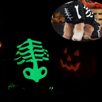 Pet Clothes Dog Halloween With Luminous Skull Bone Four-legg