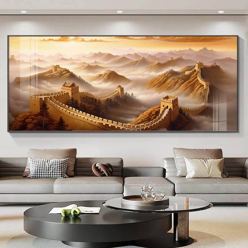 靠山领导挂123背景墙山水画画办公室画客厅饰图画沙装发万里长城