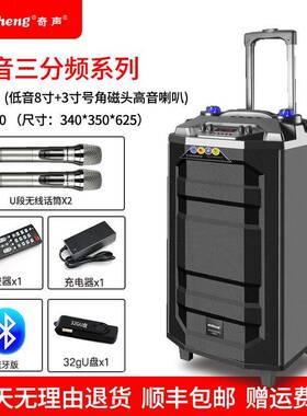 奇声LX-150三分频广场舞音响户外便携移动演出拉杆音箱大功率直播