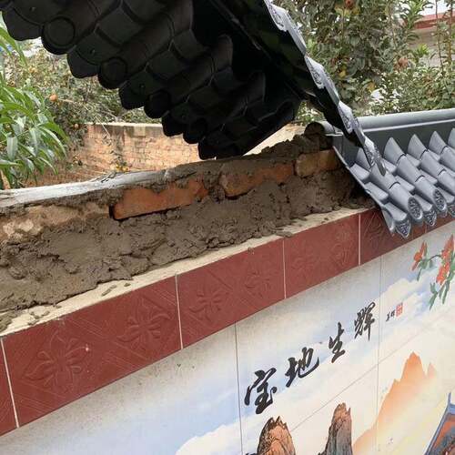 体墙一瓦塑料树脂仿古围墙瓦加围厚单面中头式墙瓦片压顶双面围墙