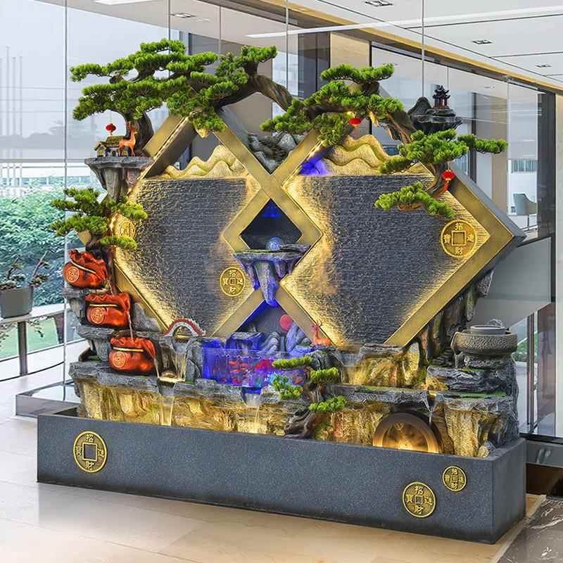 大型水幕墙假山流水观户外别墅公司酒玄饰关装店品花园造JXY景摆