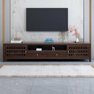 乌金木实木电视柜家用客厅落地柜新中式复古风储物影视柜地柜家具