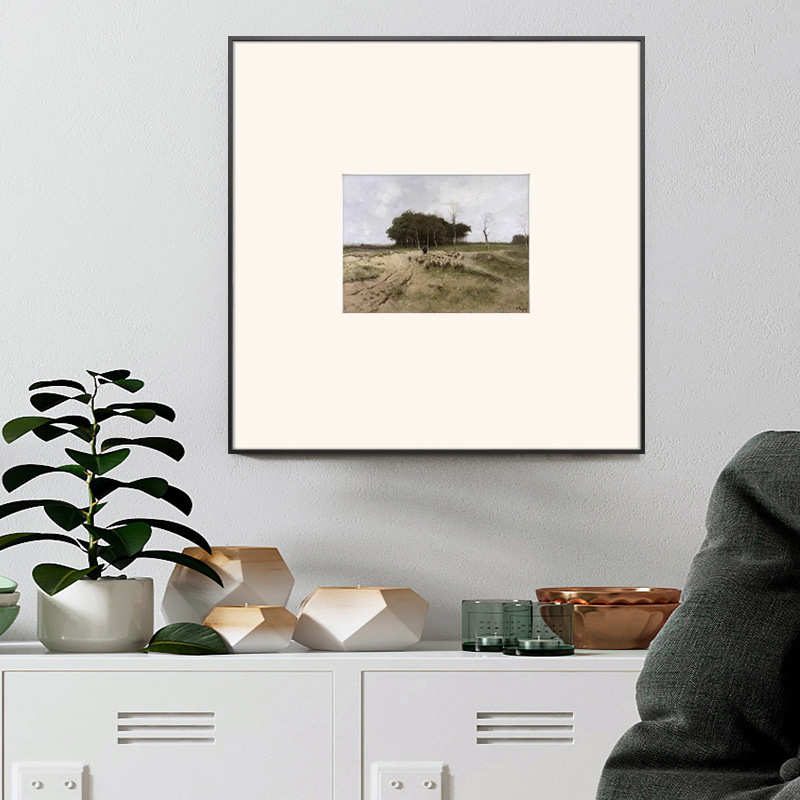 现代简约装饰画卡纸画北欧风高级感个性小众建筑风景挂画卧室摆件图片
