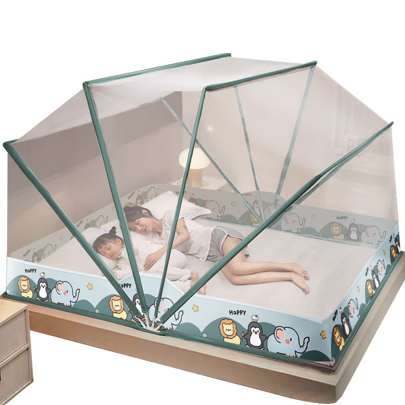 jx家用宿舍儿童安装蒙古包床罩可折叠2024新款卧室蚊帐帐篷免上铺