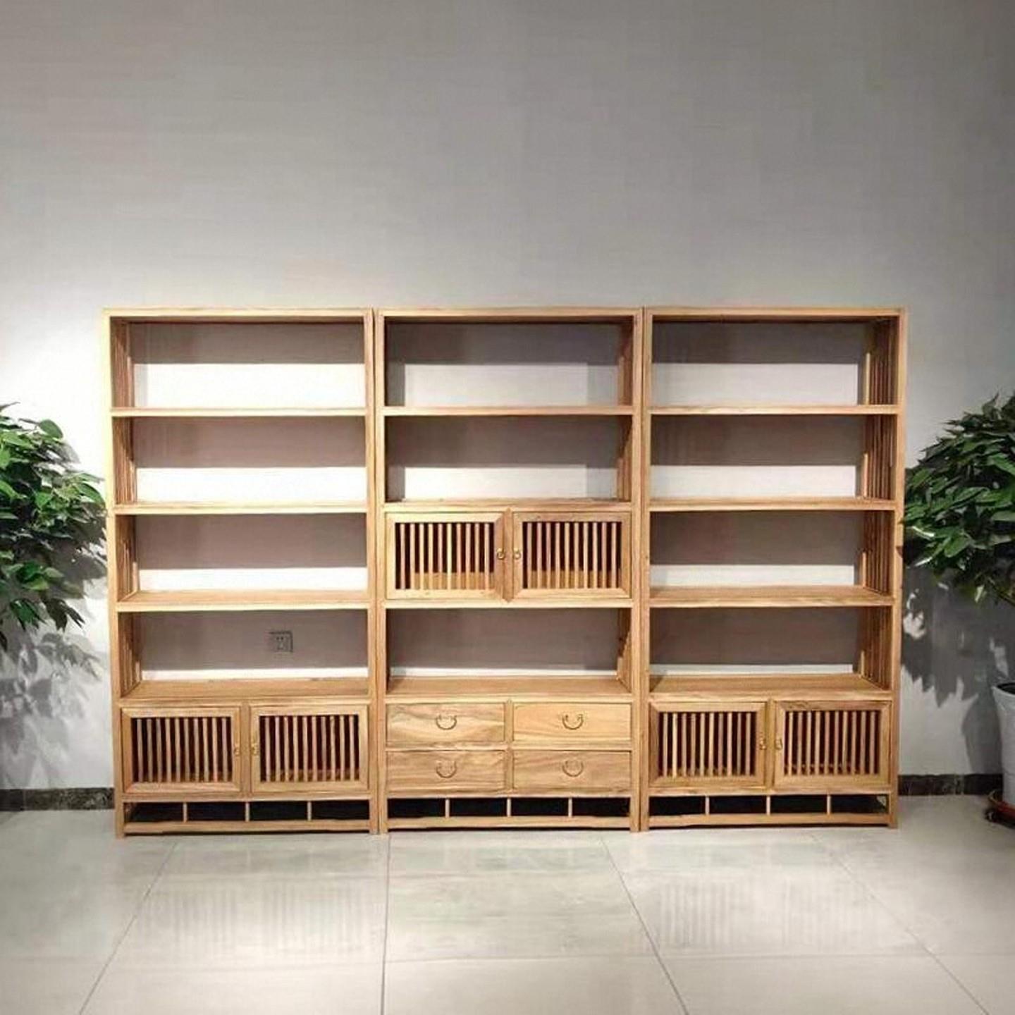 北方老榆木实木博古架摆件新中式现代简约茶室置物架多宝阁展示柜图片