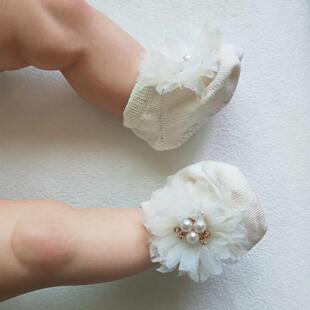 Set Bows Cotton Slip Non Socks Headband Baby Pearl Lovely