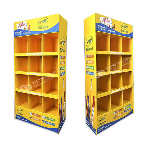 沃尔马日用品纸货架 12宫格储物式商超直立带头牌瓦楞纸展示架
