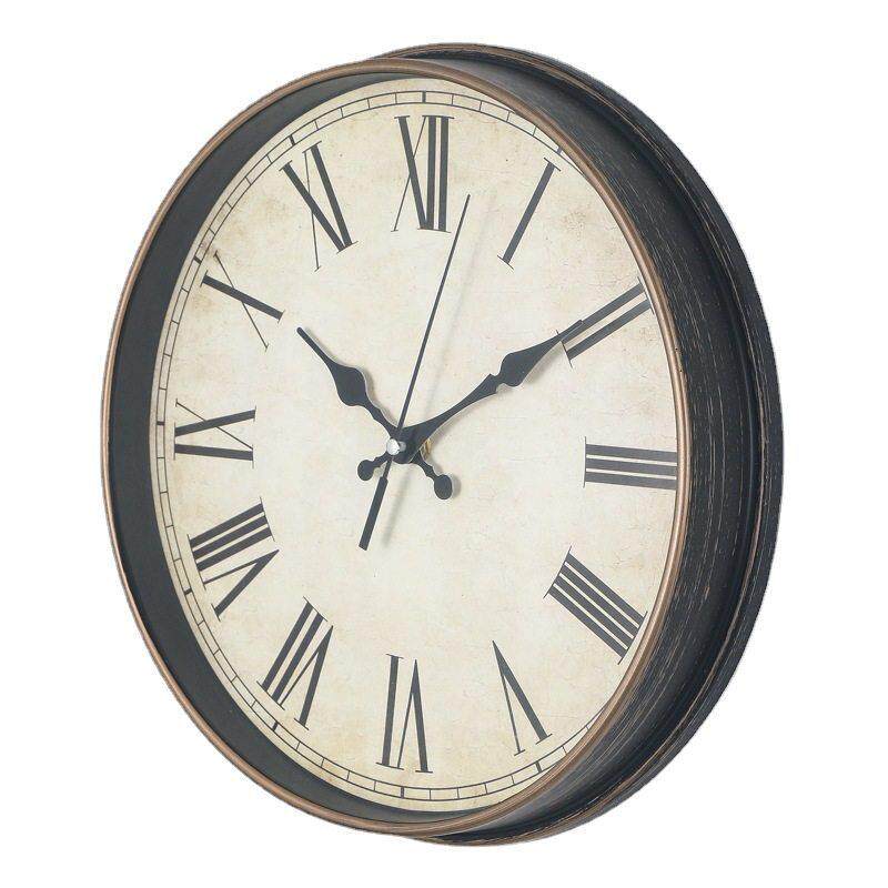 欧凯伦寸罗马数字挂钟艺术覆古刷金钟表个性创意欧美挂钟时钟