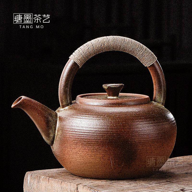 覆古柴烧陶瓷烧水壶黑晶炉壶煮茶壶明火提梁养生壶家用大号单个壶