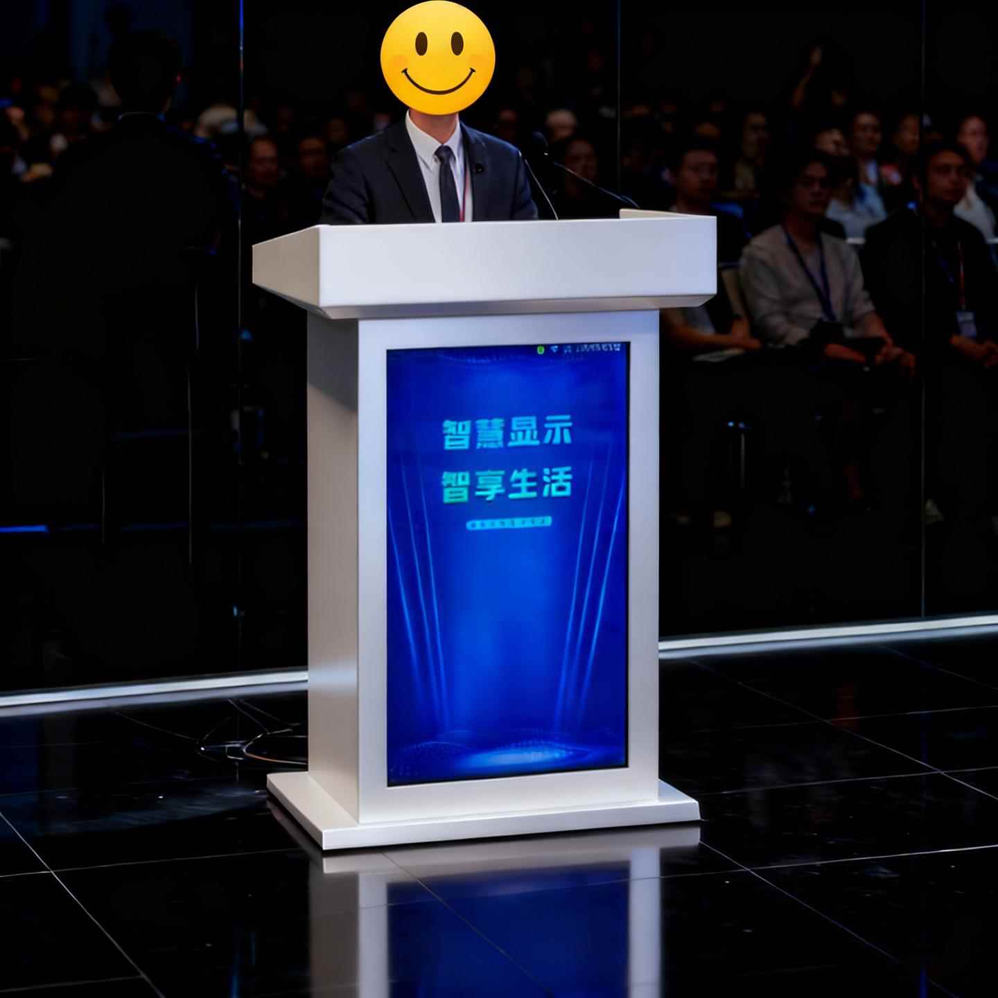 电动遥控升降电子屏演讲台主持台发言台医学院带显示屏的讲话台桌