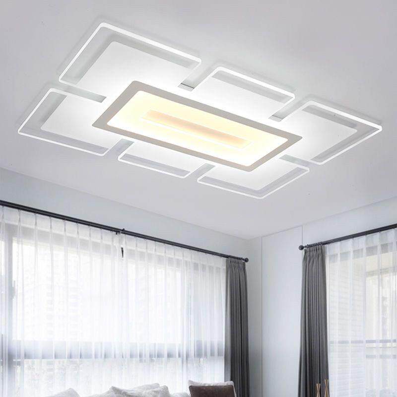 客厅灯简约现代长方形大气灯具家用大厅灯超薄遥控北欧led吸顶灯+