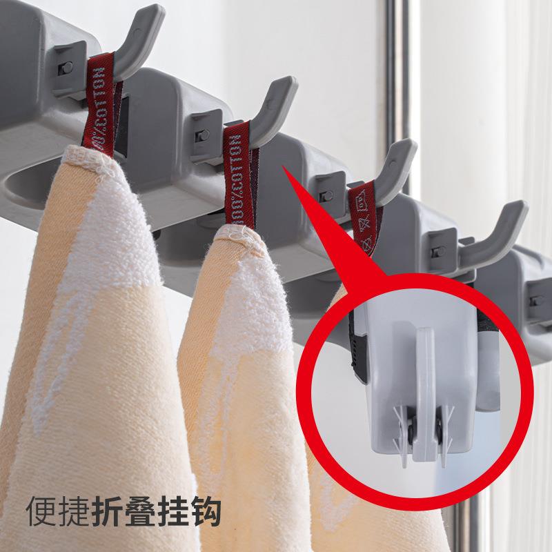 A1026925拖把移落地挂钩墩布收纳清洁卡夹架扫把架子可动不锈钢拖