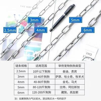03RTC4不锈钢宠物链型条大型中型犬小犬狗链子加粗狗链犬子