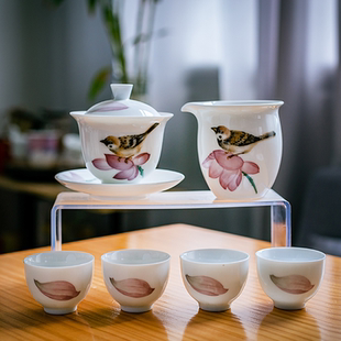 淡彩陶瓷茶具省工艺美术师何婷创意手绘茶壶主人杯茶器茶杯家用