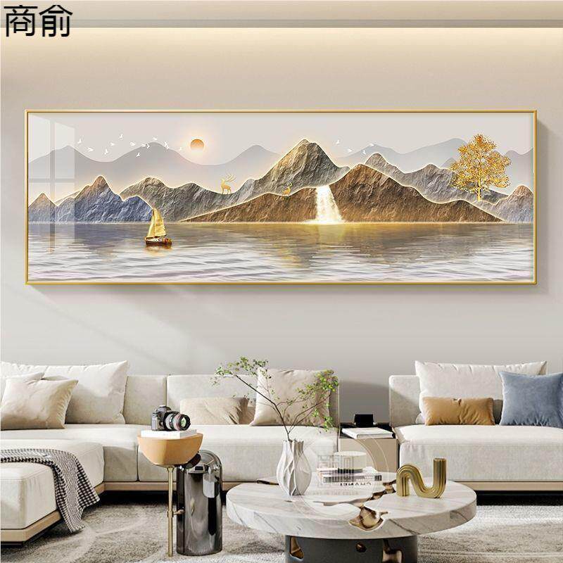 沙发背墙挂画柿景柿如壁意新中式客厅兴家57191315和万事沙发画