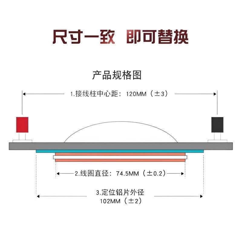 高音音圈34/44/75/100芯钛膜扁圆线复合膜带柱高音喇叭线圈