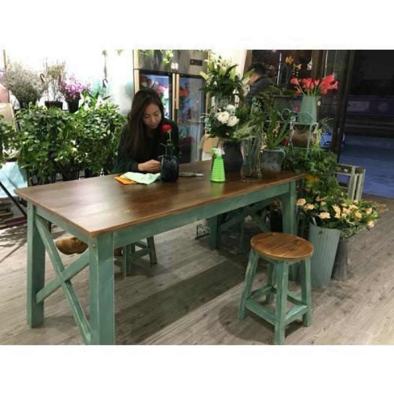 实木桌椅凳组合餐饮见详情店店包子花桌花子工作台饭店吃家饭桌用