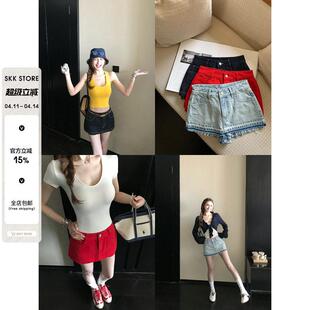 Skk Store 露思同款 完美比例辣妹百搭王 天丝棉A字原牛牛仔裙裤