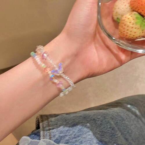 Colorful butterfly crystal bracelet彩色蝴蝶水晶手炼闺蜜手饰