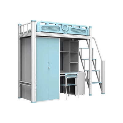 批发员工公寓床双层床床桌一体大学书桌组床下上宿舍铁架合上下铺