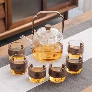 星选围炉煮茶壶家用室内电陶煮茶器煮茶炉玻璃茶壶烤茶炉套装