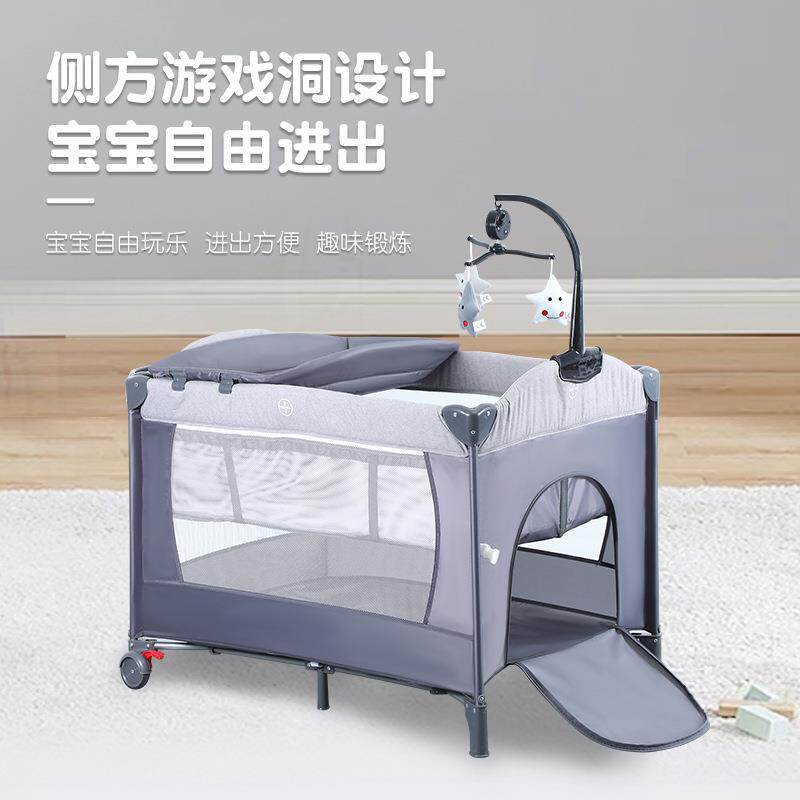新款直销升降折叠婴儿床可拼接大床多功能床边床新生儿宝宝游戏床