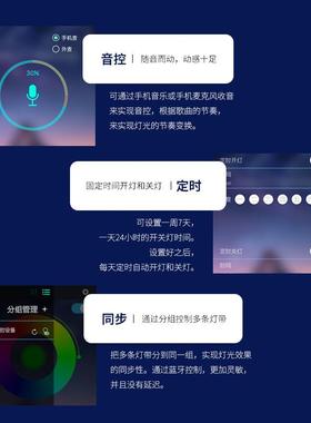 RG灯手机A43544P控制七彩渐变氛围霓虹智能遥控自动可变B带色ledP