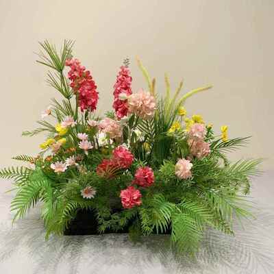 仿真花槽花箱花绿外植把假植物景束观摆件室内排橱窗隔tb-82799断