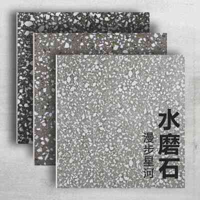 灰色仿古水磨石瓷砖800x800餐厅服装店哑光地板砖防滑耐磨地砖