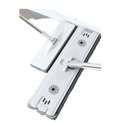 尔蓝45cm加长平板拖把可站立免手洗拖布家用干湿两用地拖(共2块配