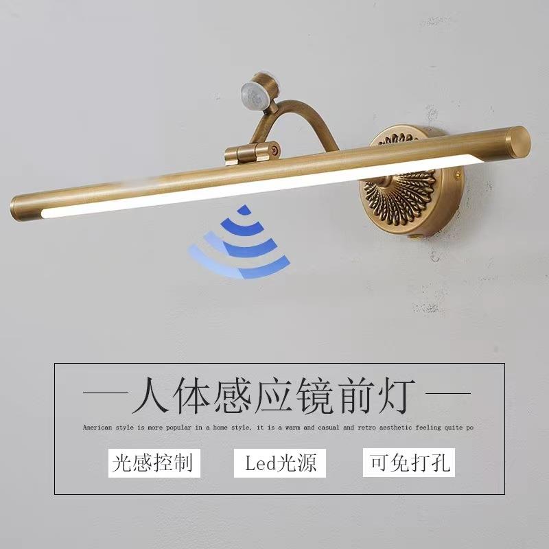 供货全铜镜前灯美式卫生间led复古简约黑色浴室镜柜灯北欧洗