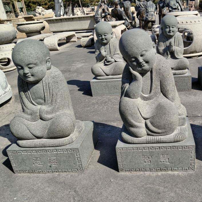小沙弥六度尚智慧禅定小和尚寺庙青石花岗岩童子像