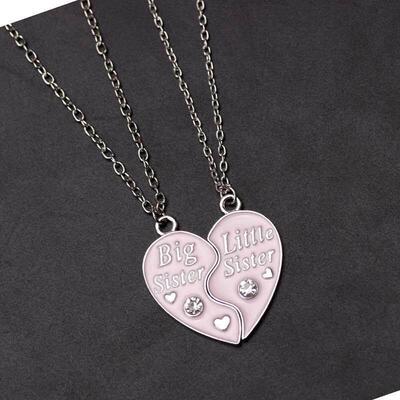 rendy Simple Heart Necklace Sisters Pendant 2/3 Pcs BFF Lett