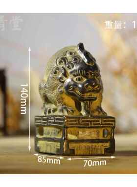 晋青堂青石石雕吸水兽整石雕刻客厅黑色瑞兽覆古怀旧风格桌面摆件