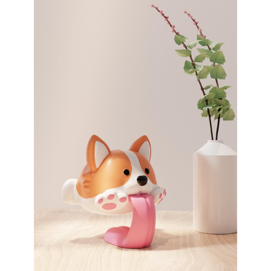 可爱柯基柴犬创意舔狗办公室桌面摆件汽车中控台摆件男女朋友礼物