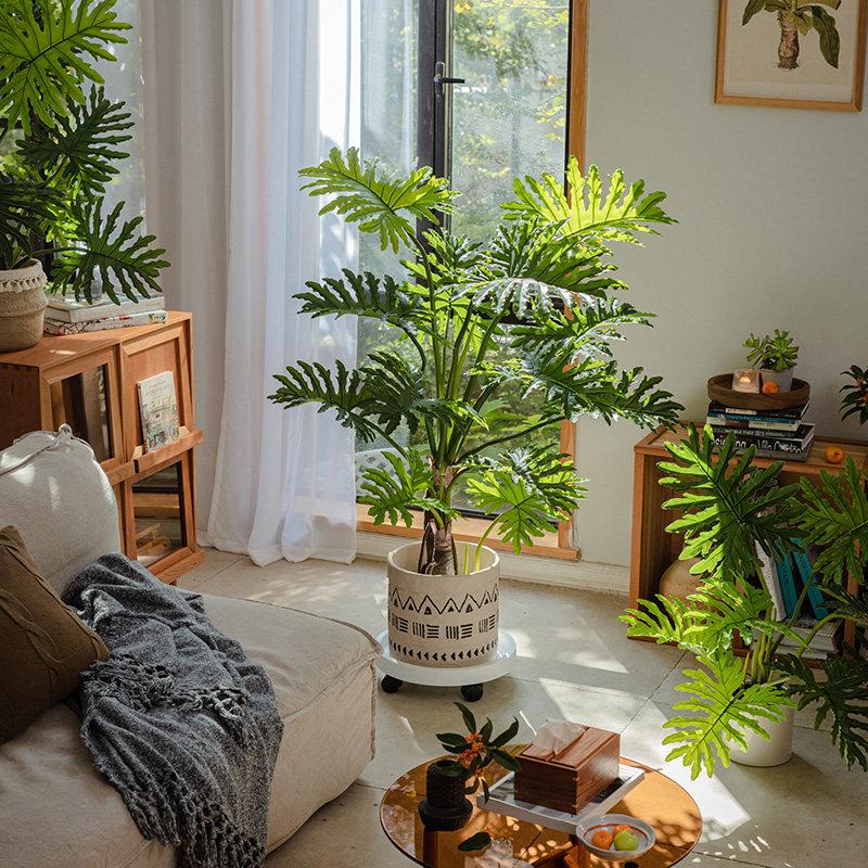 彷真落绿色植物春羽假树栽轻奢大型彷生植物室盆内客HH6770厅地景