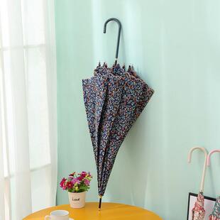 碎花刺绣手动长柄伞创意小清新抗风直杆伞日系轻巧便携雨伞女士