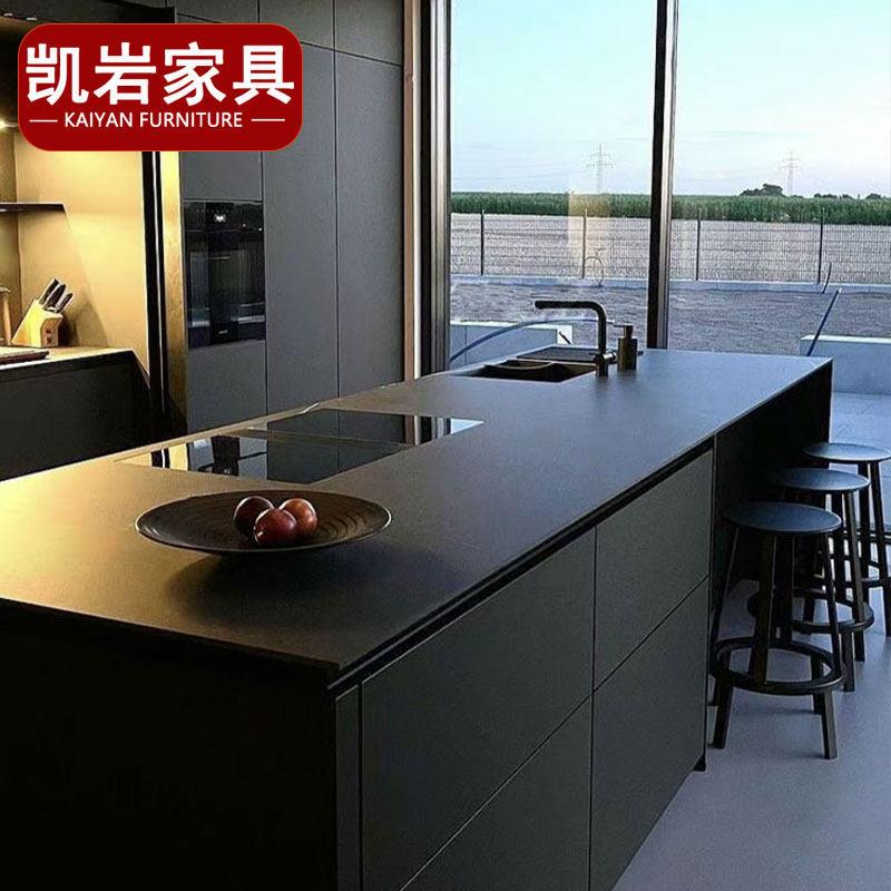 高端意式齐平款岩板岛台餐桌一体家用极简中岛台饭厅倒台加餐桌图片