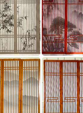 木格栅古屏风隔断客厅玄关空新镂中式吊顶实仿门F977TT99窗木雕花
