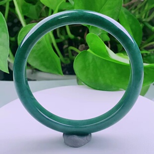 57圈口 天然翡翠玉镯 冰种细腻冰透水润蓝水满绿满色正圈手镯