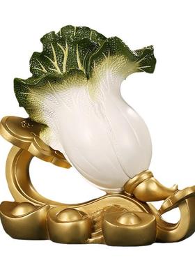 百财白菜摆件家居客厅玄关开业店铺工艺品摆件玉白菜聚财铜工艺品