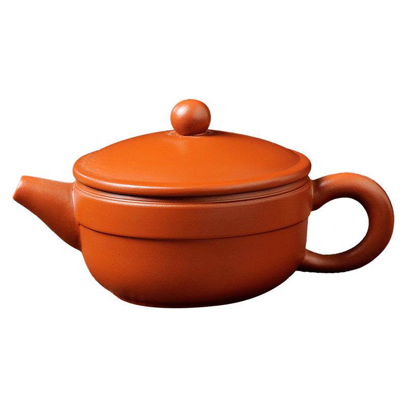 潮州大口盖手拉壶全手工功夫茶具泡茶器茶壶倒立紫砂朱泥壶侧把壶