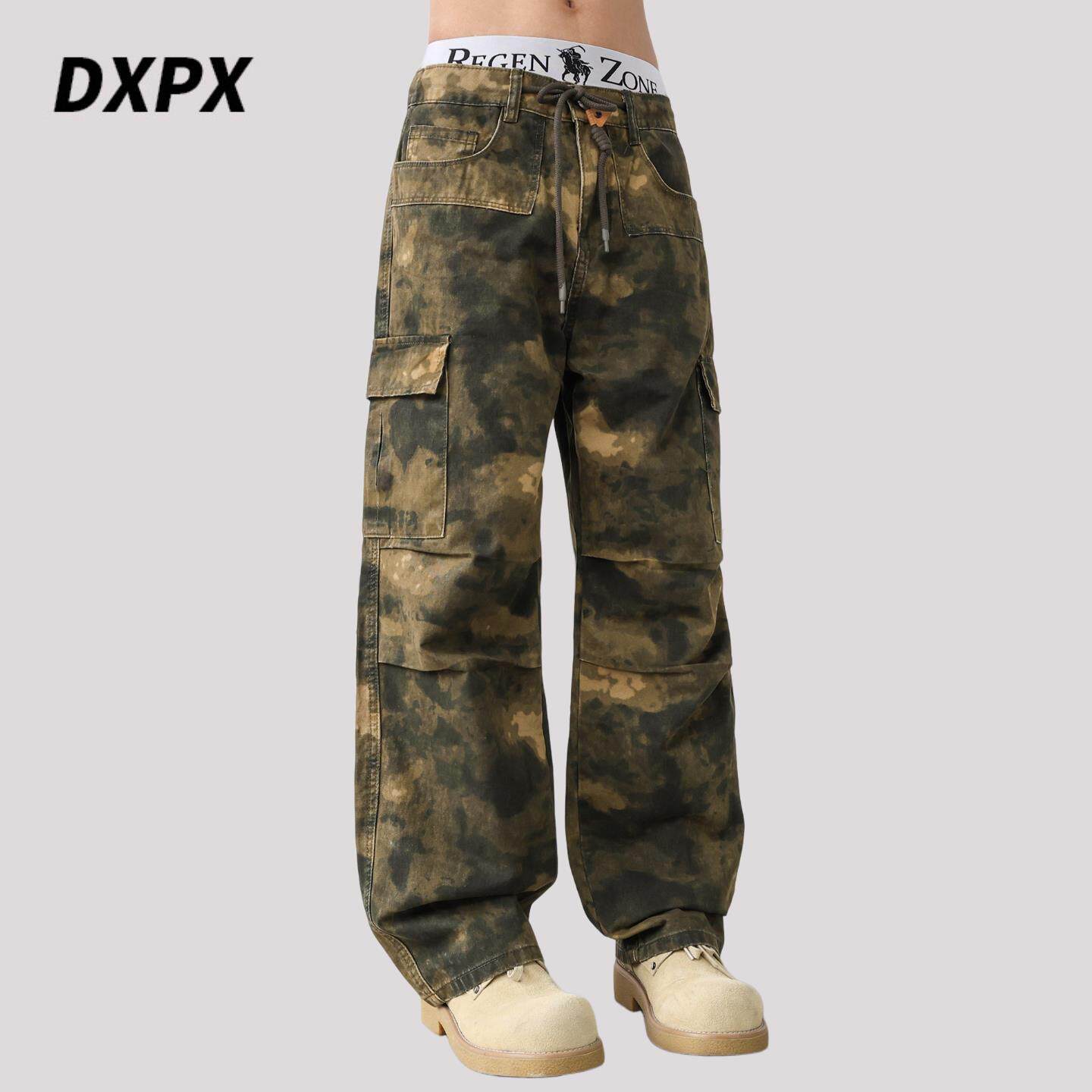 DXPX品牌专柜美式工装风迷彩牛仔裤男士春夏宽松直筒多口袋休闲裤