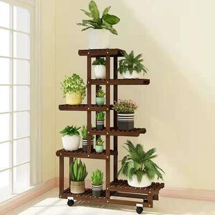 花园花架子室内家用实木多肉花盆架客厅落地式 绿萝置物架