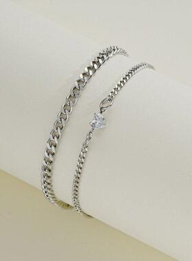 2PCS SimpleStainless Steel Bracelet Set for Couple Unisex Wo