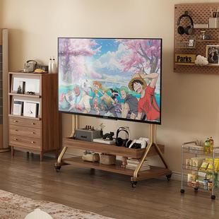 实木可移动电视柜客厅家用小户型现代简约落地收纳储物电视机支架